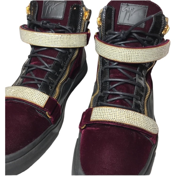 Giuseppe Zanotti Swarovski bar w velvet high-top sneakers/shoes Gorgeous Sz49 main image 11